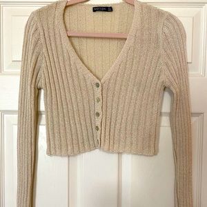 Tan cropped cardigan